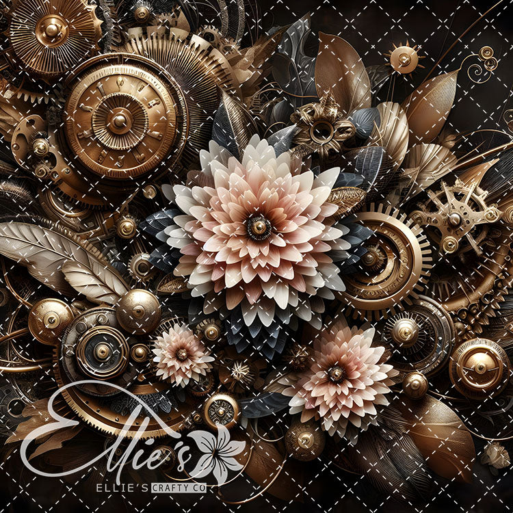 Steampunk Floral V1 22 Digital Images (Not Seamless)