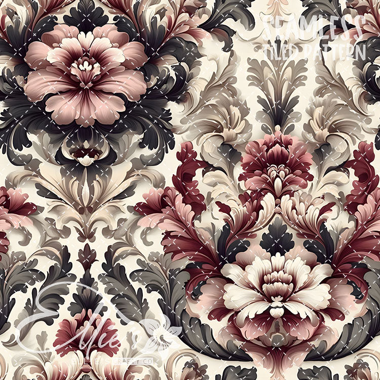 Rococo Blush - 15 Tiled Pattern Digital Images (Seamless)