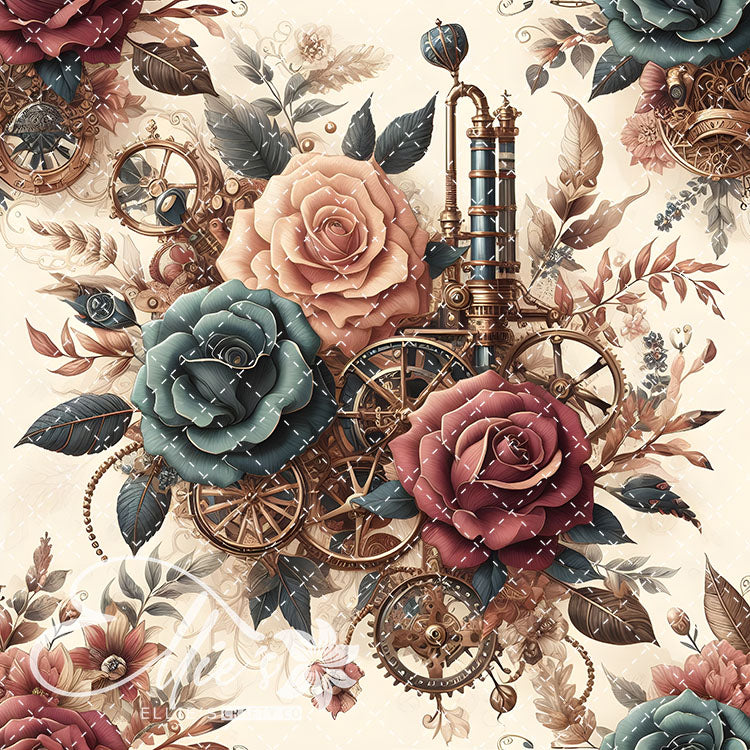 Steampunk Floral Antique V1 20 Digital Images (Not Seamless)