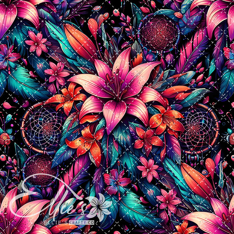 Floral Native American Neon Lilies 20 Digital Images (Not Seamless)