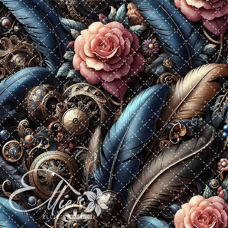 Steampunk Floral V2 20 Digital Images (Not Seamless)