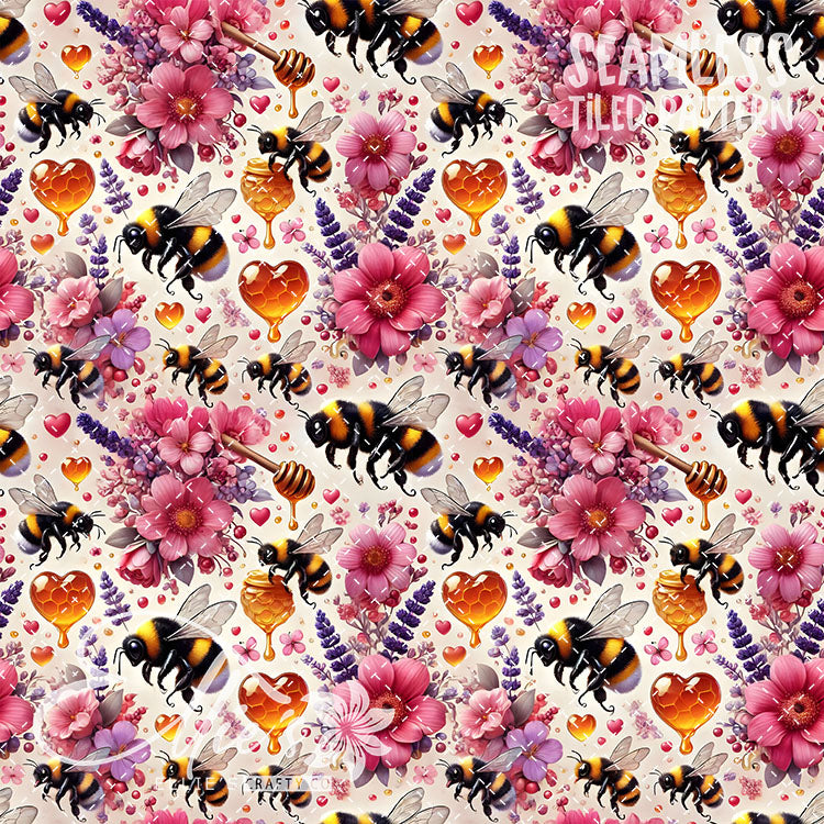 Bee Love Bundle 1 - 26 Tiled Pattern Digital Images (Seamless)