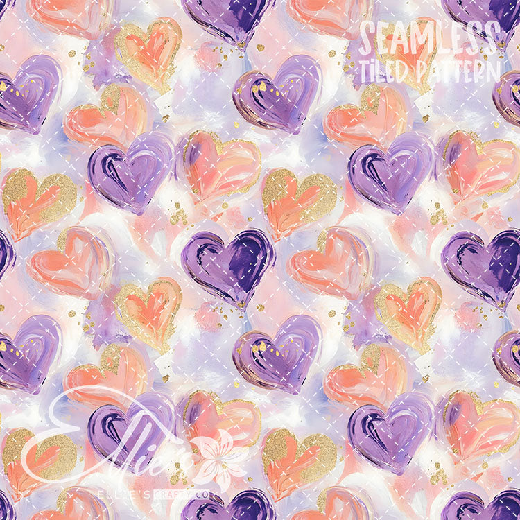 Pastel Hearts Valentines - 21 Tiled Pattern Digital Images (Seamless)