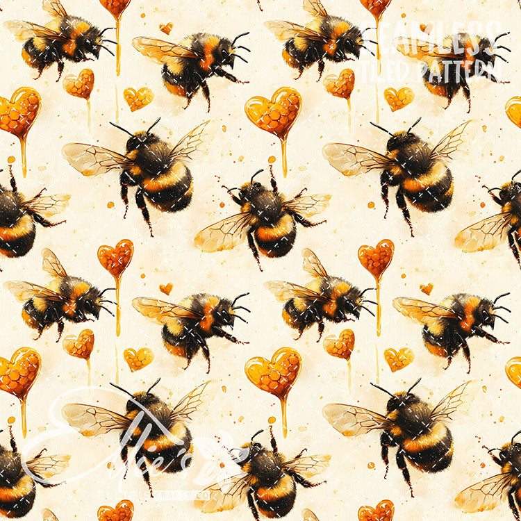 Bee Love Bundle 2 - 30 Tiled Pattern Digital Images (Seamless)