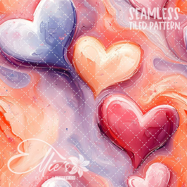 Pastel Hearts Valentines - 21 Tiled Pattern Digital Images (Seamless)