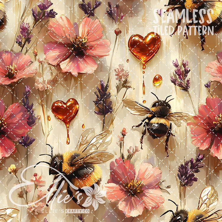 Bee Love Bundle 2 - 30 Tiled Pattern Digital Images (Seamless)