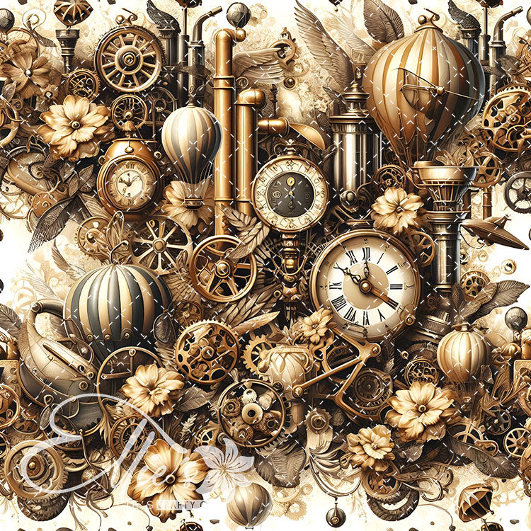Steampunk Floral Antique V2 15 Digital Images (Not Seamless)