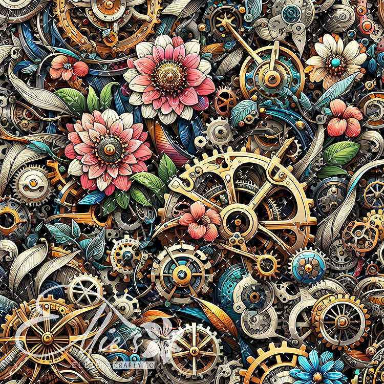 Steampunk Floral V2 20 Digital Images (Not Seamless)