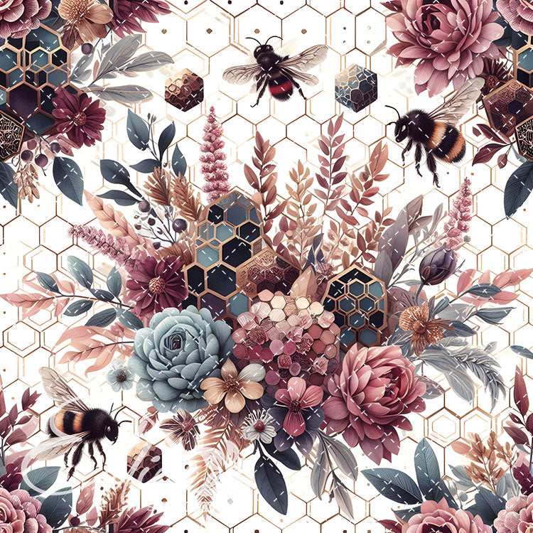 Floral Bees Colorful 22 Digital Images (Not Seamless)