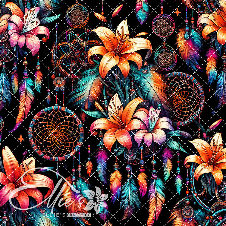 Floral Native American Neon Lilies 20 Digital Images (Not Seamless)
