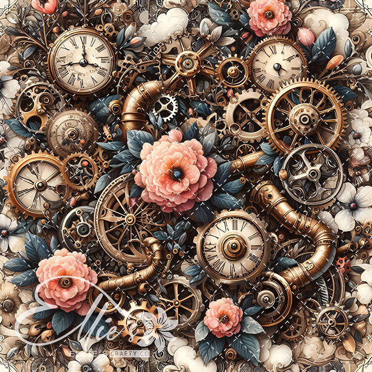 Steampunk Floral Antique V1 20 Digital Images (Not Seamless)