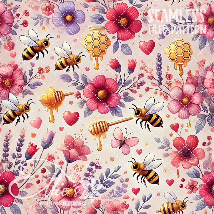 Bee Love Bundle 1 - 26 Tiled Pattern Digital Images (Seamless)