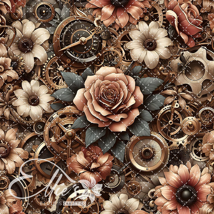 Steampunk Floral V1 22 Digital Images (Not Seamless)