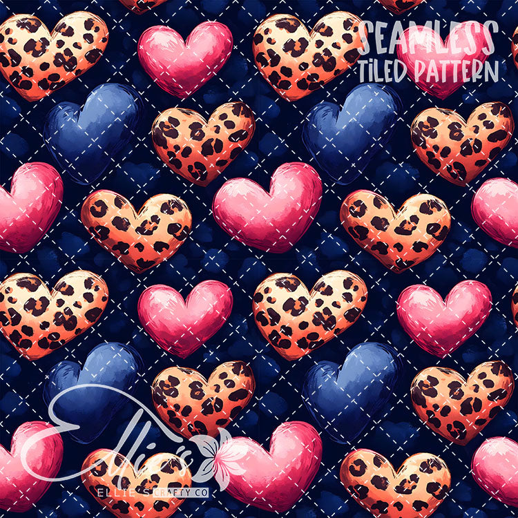 Leopard and Hearts - 25 Tiled Pattern Digital Images (Seamless)