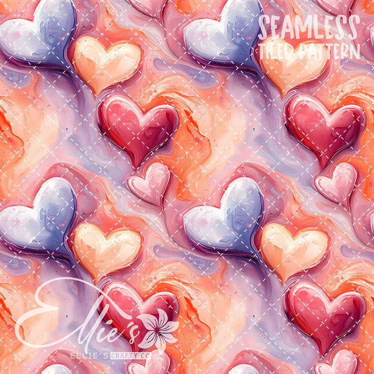 Pastel Hearts Valentines - 21 Tiled Pattern Digital Images (Seamless)