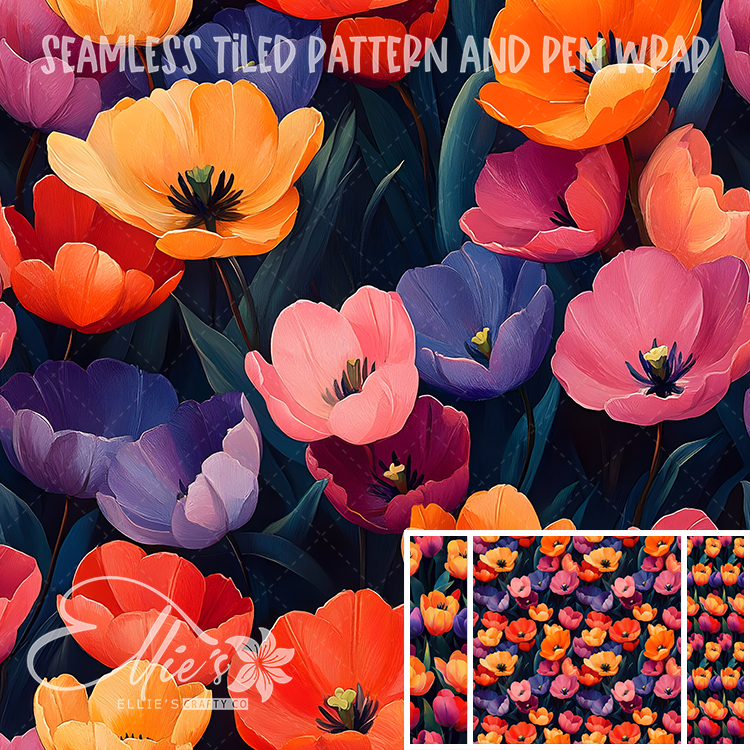 Floral 165 - Seamless Tiled Pattern Digital Images for Vinyl/Tumbler Wraps & Pen Wraps
