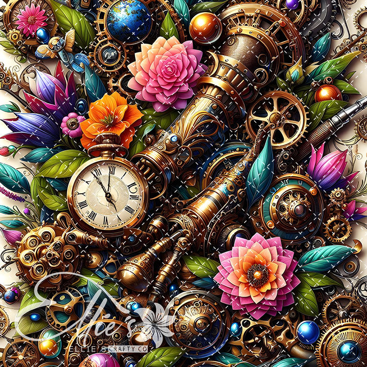 Steampunk Floral V2 20 Digital Images (Not Seamless)
