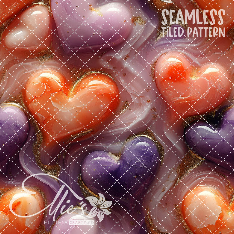 Pastel Hearts Valentines - 21 Tiled Pattern Digital Images (Seamless)