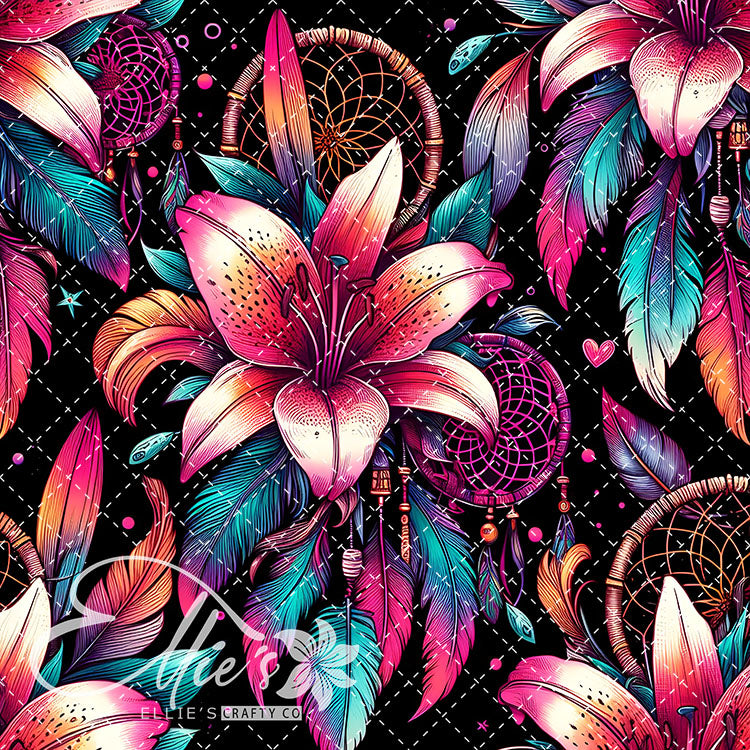 Floral Native American Neon Lilies 20 Digital Images (Not Seamless)