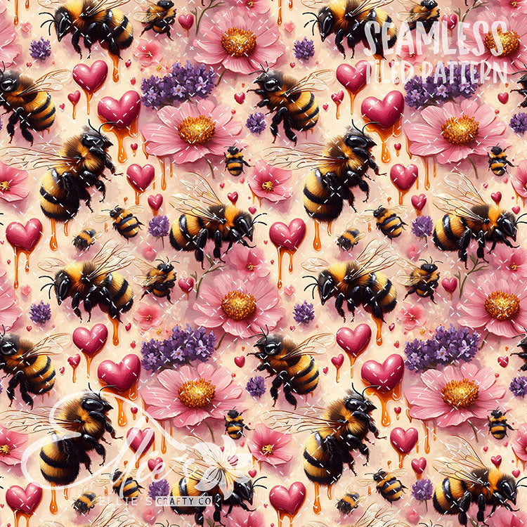 Bee Love Bundle 2 - 30 Tiled Pattern Digital Images (Seamless)