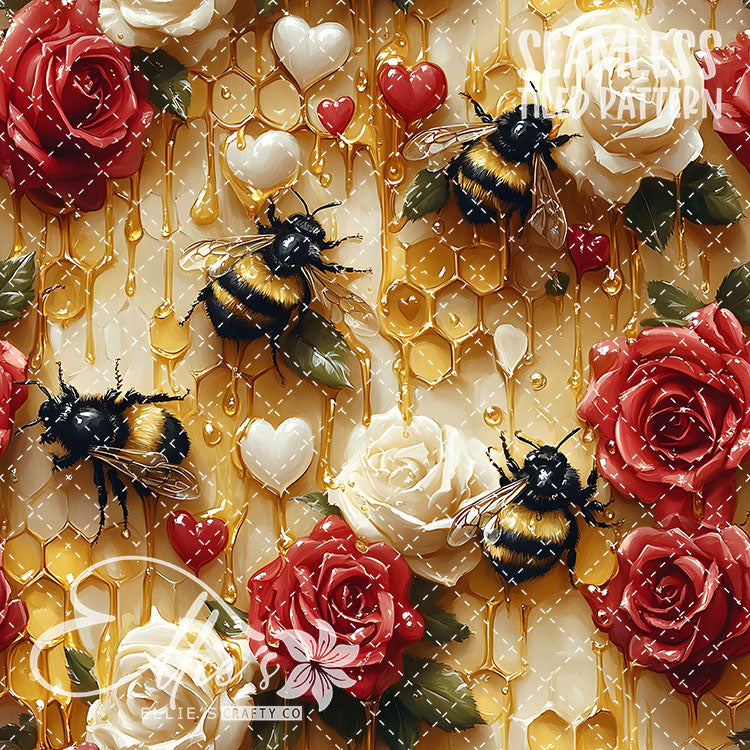 Bee Love Bundle 2 - 30 Tiled Pattern Digital Images (Seamless)