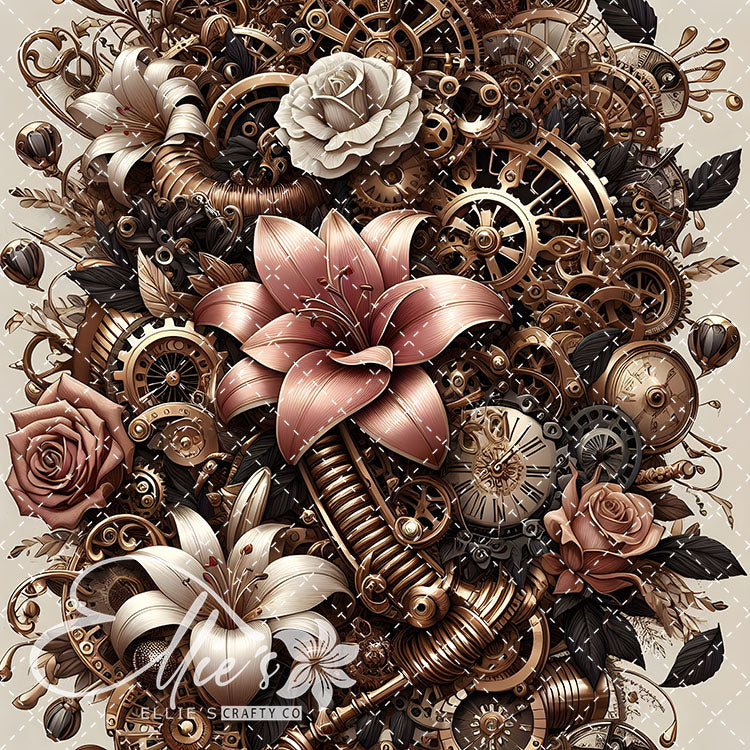 Steampunk Floral V1 22 Digital Images (Not Seamless)