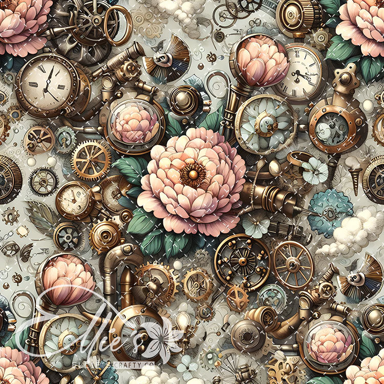 Steampunk Floral Antique V1 20 Digital Images (Not Seamless)