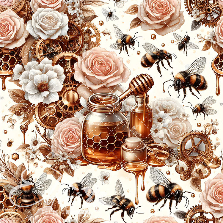 Steampunk Floral Bees V2 20 Digital Images (Not Seamless)