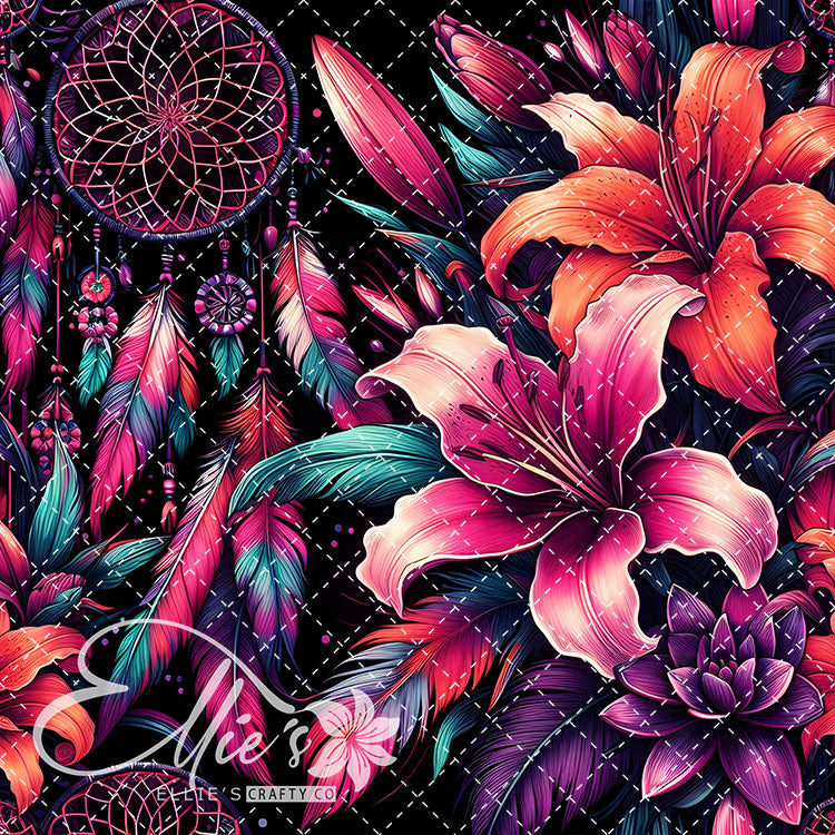 Floral Native American Neon Lilies 20 Digital Images (Not Seamless)
