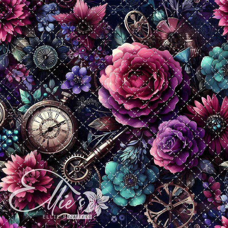 Steampunk Floral V2 20 Digital Images (Not Seamless)