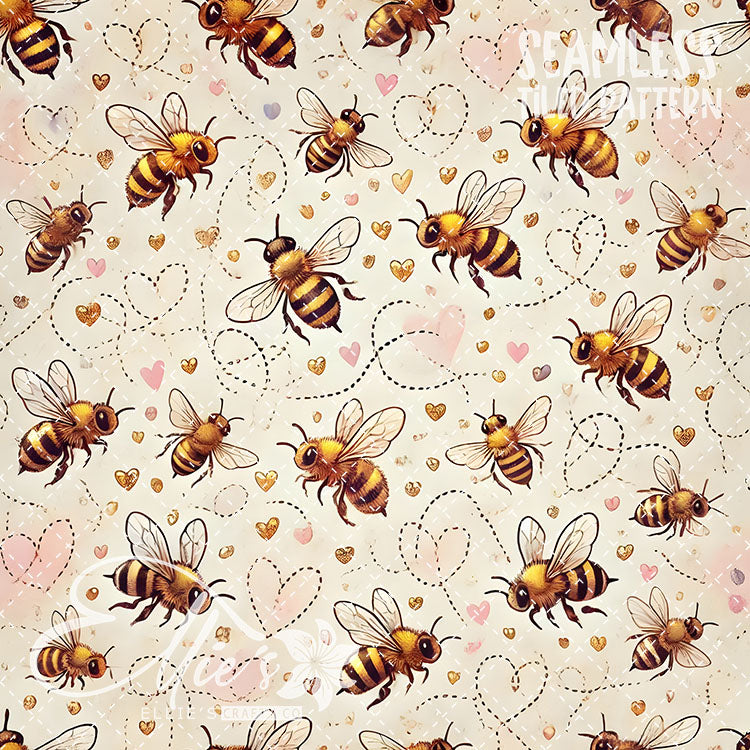 Bee Love Bundle 1 - 26 Tiled Pattern Digital Images (Seamless)