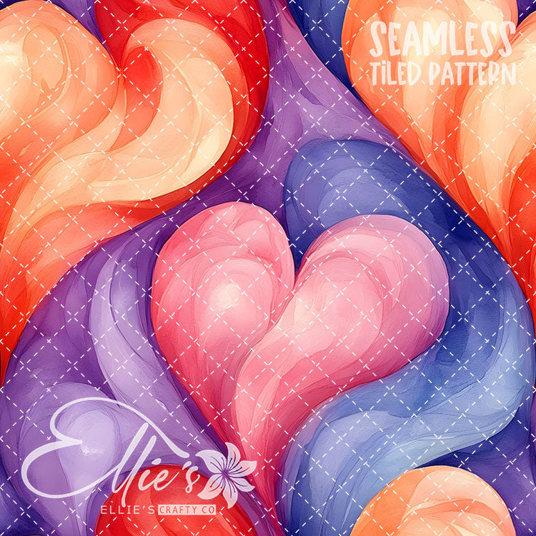 Pastel Hearts Valentines - 21 Tiled Pattern Digital Images (Seamless)