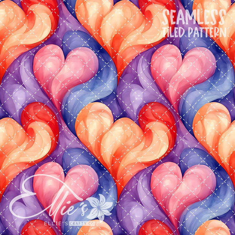Pastel Hearts Valentines - 21 Tiled Pattern Digital Images (Seamless)