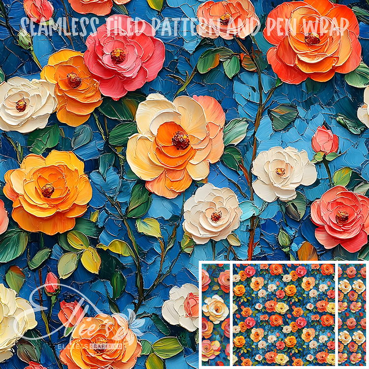 Floral 17 - Seamless Tiled Pattern Digital Images for Vinyl/Tumbler Wraps & Pen Wraps