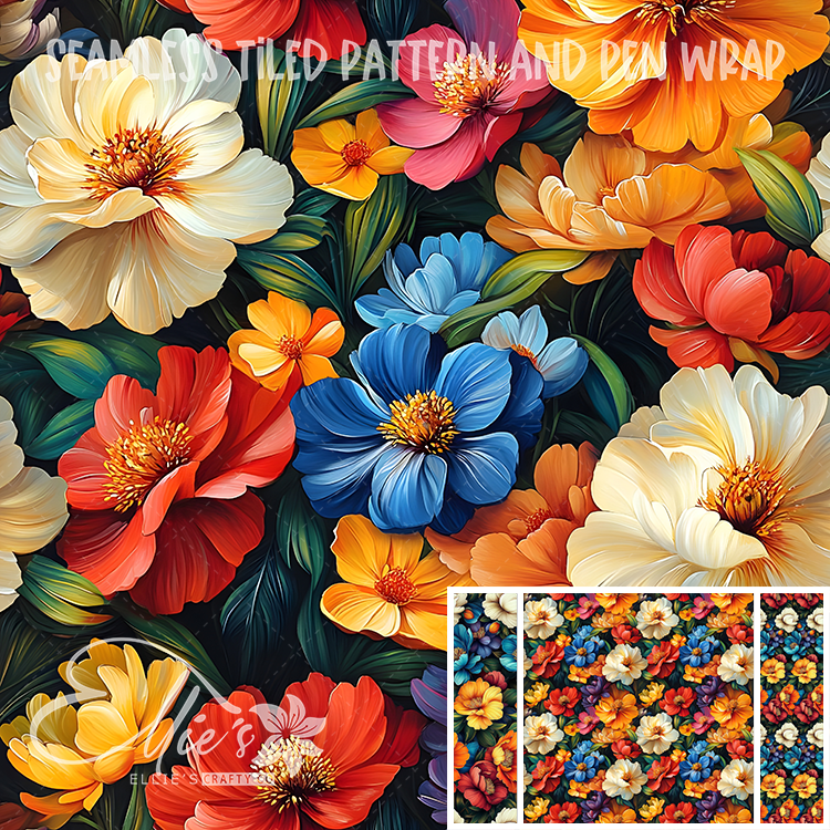 Flora 180 - Seamless Tiled Pattern Digital Images for Vinyl/Tumbler Wraps & Pen Wraps