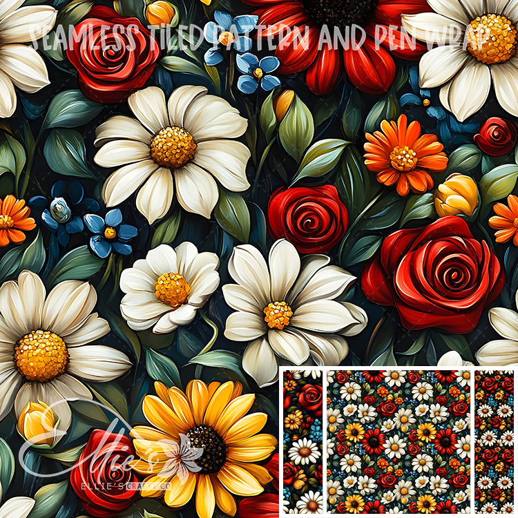 Flora 189 - Seamless Tiled Pattern Digital Images for Vinyl/Tumbler Wraps & Pen Wraps