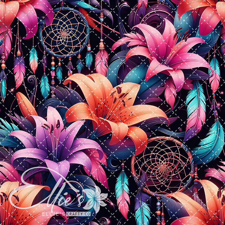 Floral Native American Neon Lilies 20 Digital Images (Not Seamless)