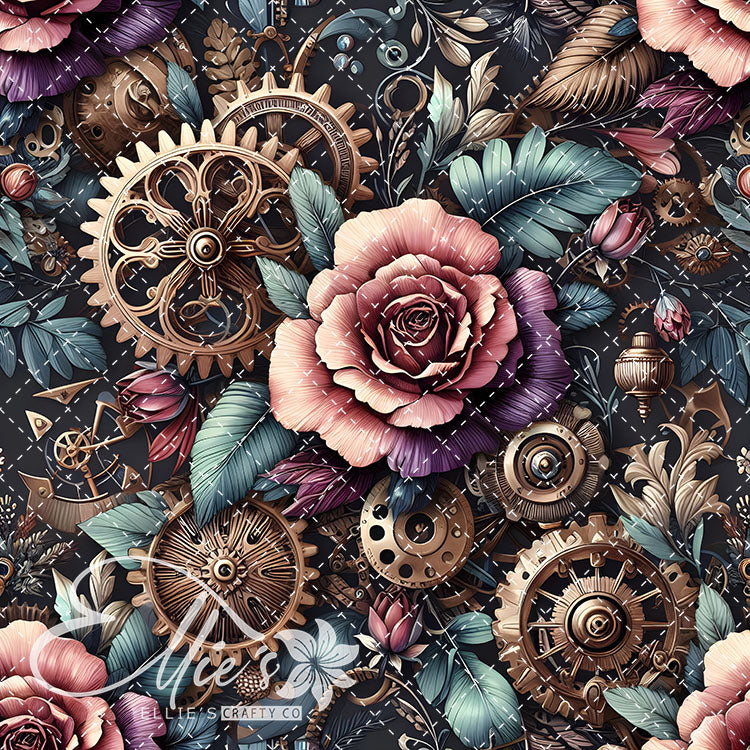 Steampunk Floral V2 20 Digital Images (Not Seamless)