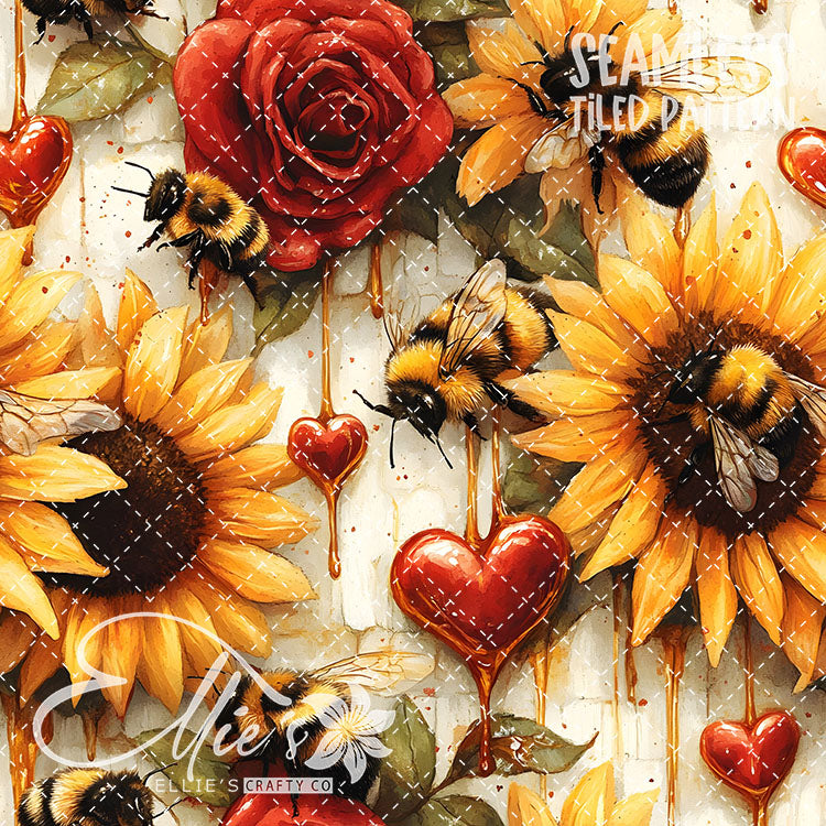 Bee Love Bundle 2 - 30 Tiled Pattern Digital Images (Seamless)