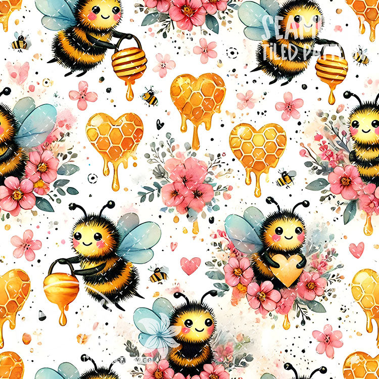 Bee Love Bundle 1 - 26 Tiled Pattern Digital Images (Seamless)