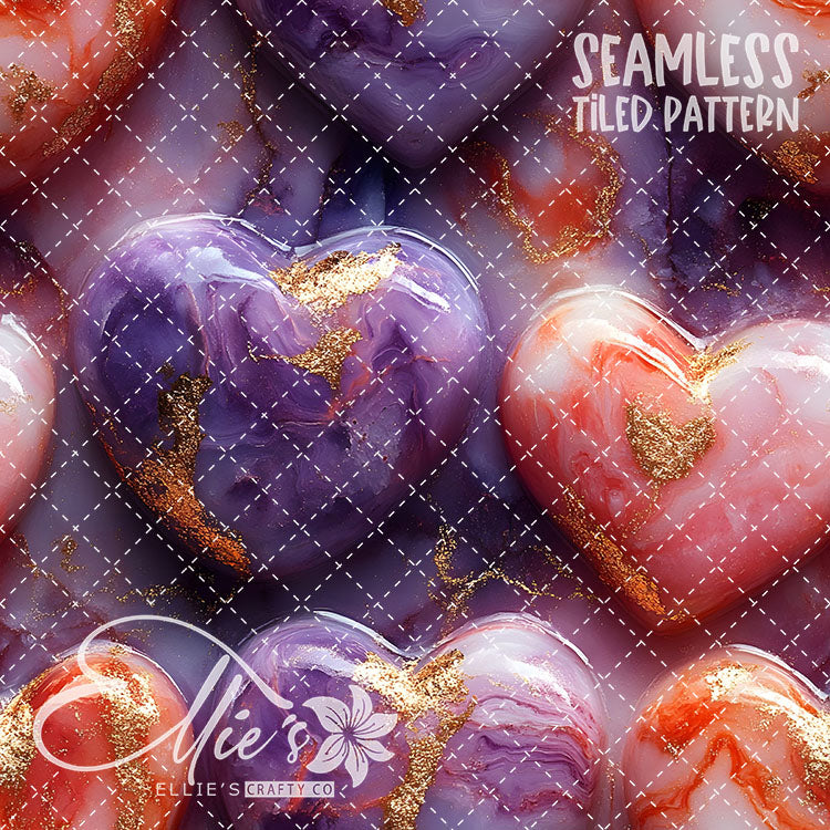 Pastel Hearts Valentines - 21 Tiled Pattern Digital Images (Seamless)