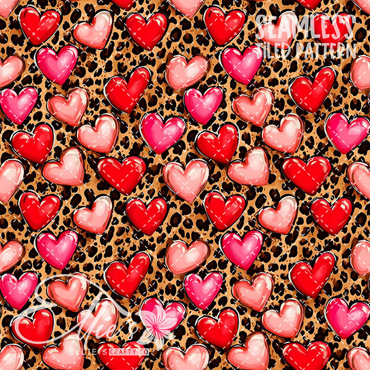 Leopard and Hearts - 25 Tiled Pattern Digital Images (Seamless)