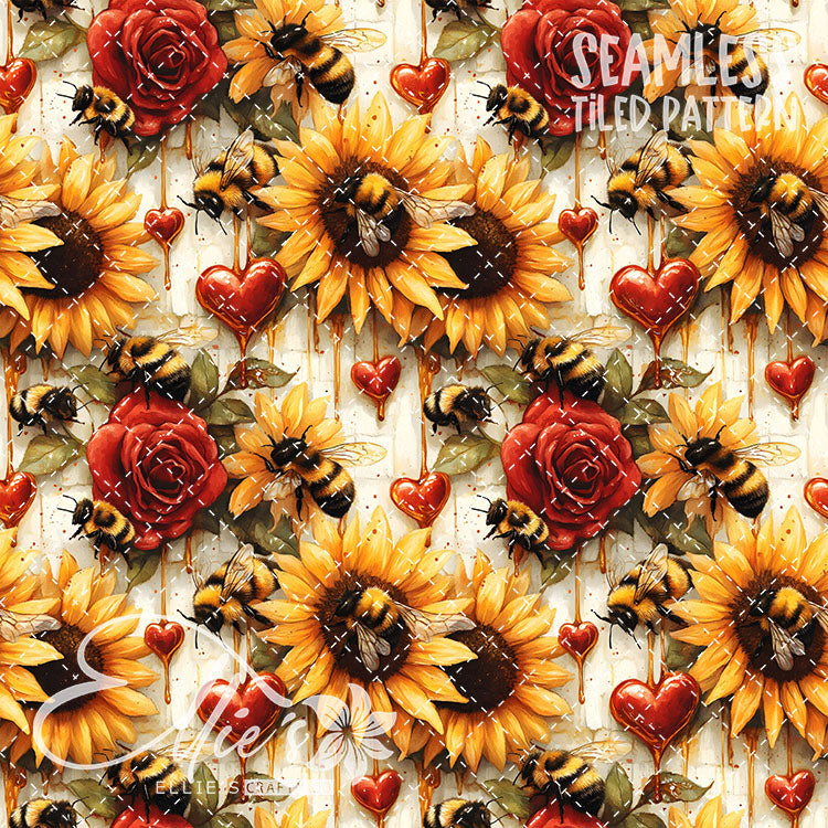 Bee Love Bundle 2 - 30 Tiled Pattern Digital Images (Seamless)