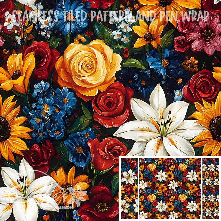 Flora 190 - Seamless Tiled Pattern Digital Images for Vinyl/Tumbler Wraps & Pen Wraps