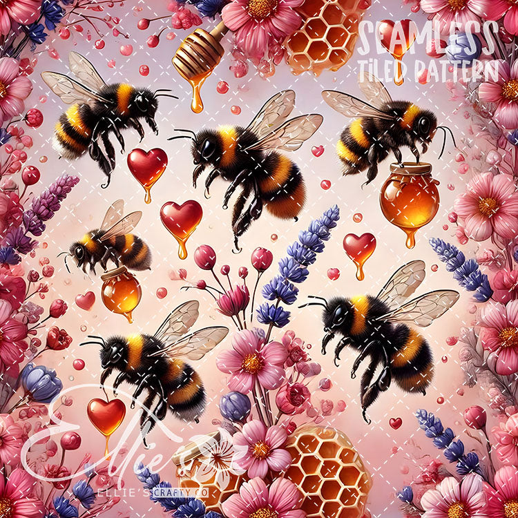 Bee Love Bundle 1 - 26 Tiled Pattern Digital Images (Seamless)