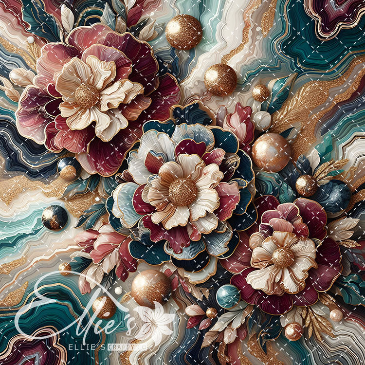 Marble Floral V1 22 Digital Images (Not Seamless)