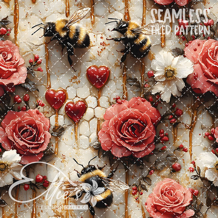 Bee Love Bundle 2 - 30 Tiled Pattern Digital Images (Seamless)