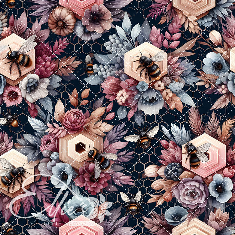 Floral Bees Colorful 22 Digital Images (Not Seamless)