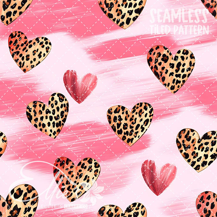 Leopard and Hearts - 25 Tiled Pattern Digital Images (Seamless)