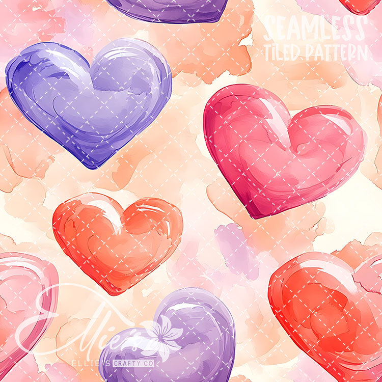 Pastel Hearts Valentines - 21 Tiled Pattern Digital Images (Seamless)